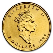 Canada 2 Dollars Maple Leaf 1994 KM# 256 ELIZABETH II 2 DOLLARS 1994 coin obverse Canada 2 Dollars Maple Leaf 1994 KM# 256 ELIZABETH II 2 DOLLARS 1994 coin obverse
