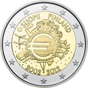 Finland 2 Euro 10 Years of Euro Cash 2012 Proof KM# 178 SUOMI FINLAND A.H. € 2002 2012 coin obverse