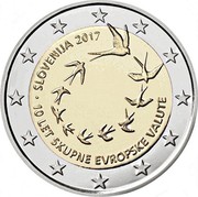 Slovenia 2 Euro 10th Anniversary of the Euro in Slovenia 2017  SLOVENIJA 2017 10 LET SKUPNE EVROPSKE VALUTE coin obverse Slovenia 2 Euro 10th Anniversary of the Euro in Slovenia 2017  SLOVENIJA 2017 10 LET SKUPNE EVROPSKE VALUTE coin obverse
