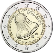 Slovakia 2 Euro (20th Anniversary of Velvet Revolution) KM# 107 17. NOVEMBER SLOBODA DEMOKRACIA 1989 - 2009 SLOVENSKO coin obverse Slovakia 2 Euro (20th Anniversary of Velvet Revolution) KM# 107 17. NOVEMBER SLOBODA DEMOKRACIA 1989 - 2009 SLOVENSKO coin obverse