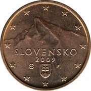 Slovakia 2 Euro Cent Krivan Peak 2009 KM# 96 SLOVENSKO YEAR coin obverse Slovakia 2 Euro Cent Krivan Peak 2009 KM# 96 SLOVENSKO YEAR coin obverse