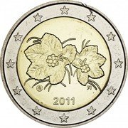 Finland 2 Euro Cloudberry Flowers. 2nd Map 2011 FI KM# 130 2007 FI coin obverse Finland 2 Euro Cloudberry Flowers. 2nd Map 2011 FI KM# 130 2007 FI coin obverse