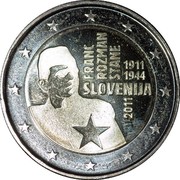 Slovenia 2 Euro Franc Rozman 2011 KM# 100 FRANC ROZMAN STANE 1911 1944 SLOVENIJA 2011 coin obverse Slovenia 2 Euro Franc Rozman 2011 KM# 100 FRANC ROZMAN STANE 1911 1944 SLOVENIJA 2011 coin obverse
