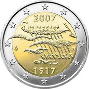 Finland 2 Euro Independence 2007 M Proof KM# 139 2007 FI 1917 coin obverse Finland 2 Euro Independence 2007 M Proof KM# 139 2007 FI 1917 coin obverse