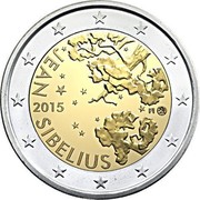 Finland 2 Euro Jean Sibelius 2015 KM# 233 JEAN SIBELIUS 2015 FI coin obverse