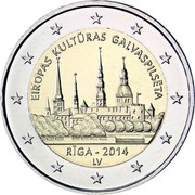 Latvia 2 Euro Riga - European Capital of Culture 2014 KM# 158 EIROPAS KULTŪRAS GALVASPILSĒTA RĪGA - 2014 LV coin obverse Latvia 2 Euro Riga - European Capital of Culture 2014 KM# 158 EIROPAS KULTŪRAS GALVASPILSĒTA RĪGA - 2014 LV coin obverse