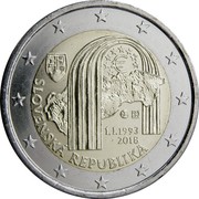 Slovakia 2 Euro (Slovak Republic) SLOVENSKÁ REPUBLIKA € MK PK 1.1.1993 2018 coin obverse Slovakia 2 Euro (Slovak Republic) SLOVENSKÁ REPUBLIKA € MK PK 1.1.1993 2018 coin obverse