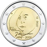 Finland 2 Euro Tove Jansson 2014 Proof KM# 194 FI 2014 TOVE JANSSON 1914 - 2001 coin obverse Finland 2 Euro Tove Jansson 2014 Proof KM# 194 FI 2014 TOVE JANSSON 1914 - 2001 coin obverse