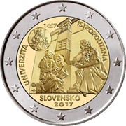 Slovakia 2 Euro (University Istropolitana) 1467 UNIVERZITA ISTROPOLITANA MP SLOVENSKO 2017 coin obverse Slovakia 2 Euro (University Istropolitana) 1467 UNIVERZITA ISTROPOLITANA MP SLOVENSKO 2017 coin obverse