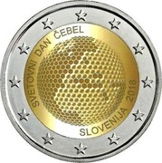 Slovenia 2 Euro World Bee Day 2018 750 Proof sets / 2000 Proof capsule SVETOVNI DAN ČEBEL SLOVENIJA 2018 coin obverse Slovenia 2 Euro World Bee Day 2018 750 Proof sets / 2000 Proof capsule SVETOVNI DAN ČEBEL SLOVENIJA 2018 coin obverse