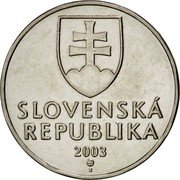 Slovakia 2 Koruny 2003 KM# 13 Republic SLOVENSKÁ REPUBLIKA YEAR coin obverse Slovakia 2 Koruny 2003 KM# 13 Republic SLOVENSKÁ REPUBLIKA YEAR coin obverse