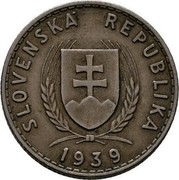 Slovakia 2 Ks Trial Strike 1939 RR SLOVENSKÁ REPUBLIKA 1939 coin obverse Slovakia 2 Ks Trial Strike 1939 RR SLOVENSKÁ REPUBLIKA 1939 coin obverse