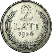 Latvia 2 Lati 1926 KM# 8 First Republic (1918-1939) 2 LATI 1925 coin reverse Latvia 2 Lati 1926 KM# 8 First Republic (1918-1939) 2 LATI 1925 coin reverse