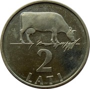 Latvia 2 Lati 1992 KM# 14 Standart Coinage 2 LATI coin reverse Latvia 2 Lati 1992 KM# 14 Standart Coinage 2 LATI coin reverse