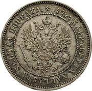Finland 2 Markkaa Toothed rim 1874 S KM# 7.2 47.24 KAPPALETTA NAULASTA SELWÄÄ HOPEATA. coin obverse Finland 2 Markkaa Toothed rim 1874 S KM# 7.2 47.24 KAPPALETTA NAULASTA SELWÄÄ HOPEATA. coin obverse