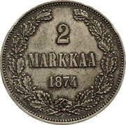 Finland 2 Markkaa Toothed rim 1874 S KM# 7.2 2 MARKKAA 1908 coin reverse Finland 2 Markkaa Toothed rim 1874 S KM# 7.2 2 MARKKAA 1908 coin reverse
