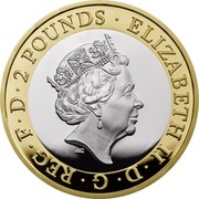 UK 2 Pounds RAF Centenary Lightning II 2018 Proof • 2 POUNDS • ELIZABETH II • D • G • REG • F • D • J.C coin obverse UK 2 Pounds RAF Centenary Lightning II 2018 Proof • 2 POUNDS • ELIZABETH II • D • G • REG • F • D • J.C coin obverse
