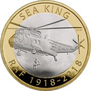 UK 2 Pounds RAF Centenary - Sea King 2018 Proof SEA KING RAF 1918-2018 NT+RT RAF RESCUE coin reverse UK 2 Pounds RAF Centenary - Sea King 2018 Proof SEA KING RAF 1918-2018 NT+RT RAF RESCUE coin reverse