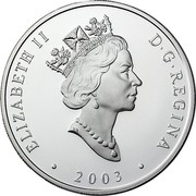 Canada 20 Dollars C.N.R. FA-1 Diesel Electric Locomotive 2003 Proof KM# 484 ELIZABETH II D∙G∙REGINA ∙ 2003 ∙ coin obverse