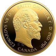 Canada 20 Dollars Edward VII - The 1908 Sovereign 2018 Proof; with gold plating EDWARDVS VII D: G: BRITT: OMN: REX: F: D: IND: IMP: CANADA coin obverse Canada 20 Dollars Edward VII - The 1908 Sovereign 2018 Proof; with gold plating EDWARDVS VII D: G: BRITT: OMN: REX: F: D: IND: IMP: CANADA coin obverse