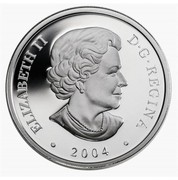 Canada 20 Dollars Hopewell Rocks 2004 Proof KM# 838 ELIZABETH II D∙G∙REGINA ∙ 2004 ∙ coin obverse Canada 20 Dollars Hopewell Rocks 2004 Proof KM# 838 ELIZABETH II D∙G∙REGINA ∙ 2004 ∙ coin obverse