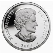 Canada 20 Dollars Icebergs 2004 Proof KM# 611 ELIZABETH II D ∙ G ∙ REGINA ∙ 2004 ∙ coin obverse Canada 20 Dollars Icebergs 2004 Proof KM# 611 ELIZABETH II D ∙ G ∙ REGINA ∙ 2004 ∙ coin obverse