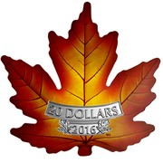 Canada 20 Dollars Maple Leaf Shape 2016 Proof KM# 2191 20 DOLLARS CANADA coin reverse