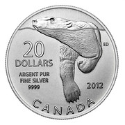Canada 20 Dollars Polar Bear 2012 KM# 1226 20 DOLLARS ARGENT PUR FINE SILVER 9999 2012 CANADA coin reverse Canada 20 Dollars Polar Bear 2012 KM# 1226 20 DOLLARS ARGENT PUR FINE SILVER 9999 2012 CANADA coin reverse