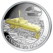 Canada 20 Dollars Transportation Series - HMCS Bras d'Or - FHE-400 2003 KM# 483 DC 400 CANADA 20 DOLLARS coin reverse