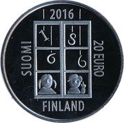 Finland 20 Euro Uno Cygnaeus and folk schooling 2016 Proof KM# 232 2016 SUOMI 20 EURO FINLAND 1 8 6 6 coin obverse Finland 20 Euro Uno Cygnaeus and folk schooling 2016 Proof KM# 232 2016 SUOMI 20 EURO FINLAND 1 8 6 6 coin obverse