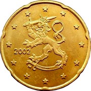 Finland 20 Euro Cent 1st map 2002 M Proof KM# 102 coin obverse Finland 20 Euro Cent 1st map 2002 M Proof KM# 102 coin obverse