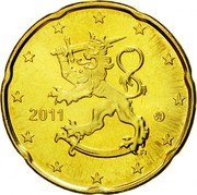 Finland 20 Euro Cent Rampant Lion 2011 FI KM# 127 2010 FI coin obverse Finland 20 Euro Cent Rampant Lion 2011 FI KM# 127 2010 FI coin obverse