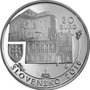 Slovakia 20 Euro (Historical Preservation Area of Banská Bystrica) SLOVENSKO 2016 20 EURO coin obverse