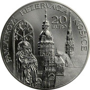 Slovakia 20 Euro Kosice - European Capital of Culture 2013 2013 KM# 129 PAMIATKOVÁ REZEVÁCIA KOSICE 20 EURO coin reverse Slovakia 20 Euro Kosice - European Capital of Culture 2013 2013 KM# 129 PAMIATKOVÁ REZEVÁCIA KOSICE 20 EURO coin reverse