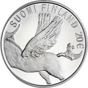 Finland 20 Euro Tove Jansson 2014 Proof KM# 218 SUOMI FINLAND 20€ coin obverse Finland 20 Euro Tove Jansson 2014 Proof KM# 218 SUOMI FINLAND 20€ coin obverse