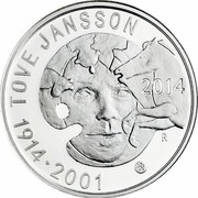 Finland 20 Euro Tove Jansson 2014 Proof KM# 218 TOVE JANSSON 2014 1914 2001 coin reverse Finland 20 Euro Tove Jansson 2014 Proof KM# 218 TOVE JANSSON 2014 1914 2001 coin reverse