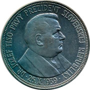 Slovakia 20 Korun Jozef Tiso 1939 KM# 3 DR. JOZEF TISO-PRVÝ PREZIDENT SLOVENSKEJ REPUBLIKY ∙26.X.1939∙ coin reverse