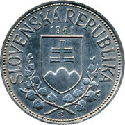 Slovakia 20 Korun St. Cyril and St. Methodius - Double cross 1941 KM# 7.2 SLOVENSKÁ REPUBLICA 1941 coin obverse