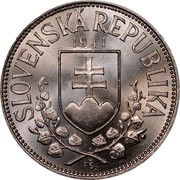 Slovakia 20 Korun St. Cyril and St. Methodius - Single cross 1941 KM# 7.1 SLOVENSKÁ REPUBLICA 1941 coin obverse
