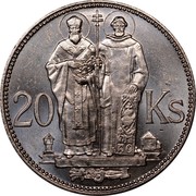 Slovakia 20 Korun St. Cyril and St. Methodius - Single cross 1941 KM# 7.1 20 KS coin reverse