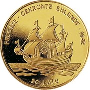 Latvia 20 Latu Frigate Gekroente Ehlendt 1997 Proof KM# 41 FREGATE ∙ GEKROENTE EHLENDT ∙ 1642 20 LATU coin reverse Latvia 20 Latu Frigate Gekroente Ehlendt 1997 Proof KM# 41 FREGATE ∙ GEKROENTE EHLENDT ∙ 1642 20 LATU coin reverse