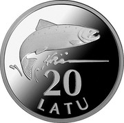 Latvia 20 Latu Silver Salmon 2013 Proof KM# 138 20 LATU coin reverse Latvia 20 Latu Silver Salmon 2013 Proof KM# 138 20 LATU coin reverse