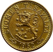 Finland 20 Markkaa 1962 S KM# 39 Decimal Coinage SUOMEN TASAVALTA DATE coin obverse Finland 20 Markkaa 1962 S KM# 39 Decimal Coinage SUOMEN TASAVALTA DATE coin obverse