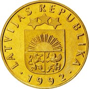 Latvia 20 Santimu 1992 KM# 22.1 Standart Coinage LATVIJAS REPUBLIKA YEAR coin obverse Latvia 20 Santimu 1992 KM# 22.1 Standart Coinage LATVIJAS REPUBLIKA YEAR coin obverse