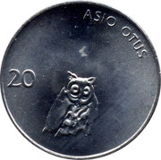 Slovenia 20 Stotinov 1992 Proof KM# 8 Standart Coinage ASIO OTUS 20 coin reverse Slovenia 20 Stotinov 1992 Proof KM# 8 Standart Coinage ASIO OTUS 20 coin reverse