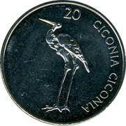 Slovenia 20 Tolarjev 2006 KM# 51 Standart Coinage CICONIA CICONIA coin reverse Slovenia 20 Tolarjev 2006 KM# 51 Standart Coinage CICONIA CICONIA coin reverse