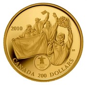 Canada 200 Dollars First Canadian Olympic Gold Medal on Home Soil - Vancouver 2010 2010 Proof KM# 1060 2010 VANCOUVER 2010 CANADA 200 DOLLARS BR coin reverse Canada 200 Dollars First Canadian Olympic Gold Medal on Home Soil - Vancouver 2010 2010 Proof KM# 1060 2010 VANCOUVER 2010 CANADA 200 DOLLARS BR coin reverse