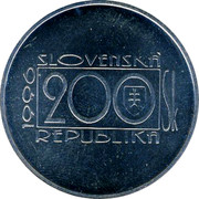 Slovakia 200 Korun 100th Anniversary - Birth of Jozef Ciger Hronsky 1996 MK KM# 32 SLOVENSKÁ REPUBLIKA 200 SK 1996 coin obverse Slovakia 200 Korun 100th Anniversary - Birth of Jozef Ciger Hronsky 1996 MK KM# 32 SLOVENSKÁ REPUBLIKA 200 SK 1996 coin obverse