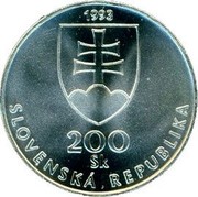 Slovakia 200 Korun 150 Years Slovak Language 1993 MK KM# 19 1993 200 SK SLOVENSKÁ REPUBLIKA coin obverse Slovakia 200 Korun 150 Years Slovak Language 1993 MK KM# 19 1993 200 SK SLOVENSKÁ REPUBLIKA coin obverse