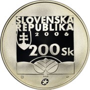 Slovakia 200 Korun 200th Anniversary - Birth of Karol Kuzmany 2006 Proof KM# 87 SLOVENSKA REPUBLIKA 2006 200 SK coin obverse Slovakia 200 Korun 200th Anniversary - Birth of Karol Kuzmany 2006 Proof KM# 87 SLOVENSKA REPUBLIKA 2006 200 SK coin obverse